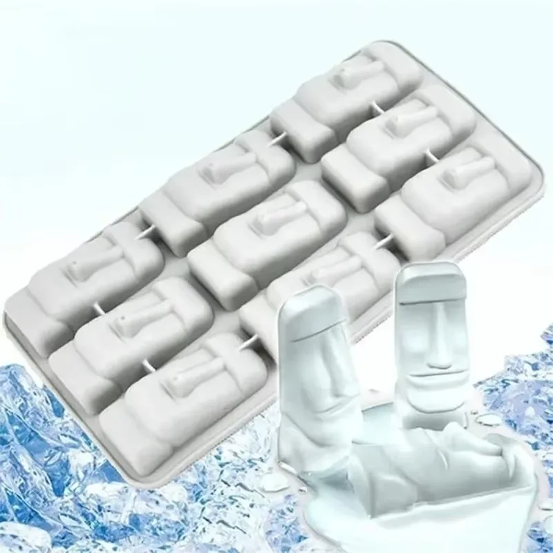 Moai Stone Carving Frozen Mini Silicone Ice Plate Ice Cube DIY Mold Summer Mini Silicone Cake Mold