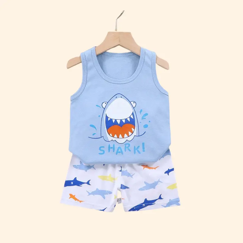2PCS Children Sets Kids Clothes Vest Suit  Summer Children Clothing baby Cotton T-Shirts Shorts Tank Top  Boys Girls Sleeveless - Image 4