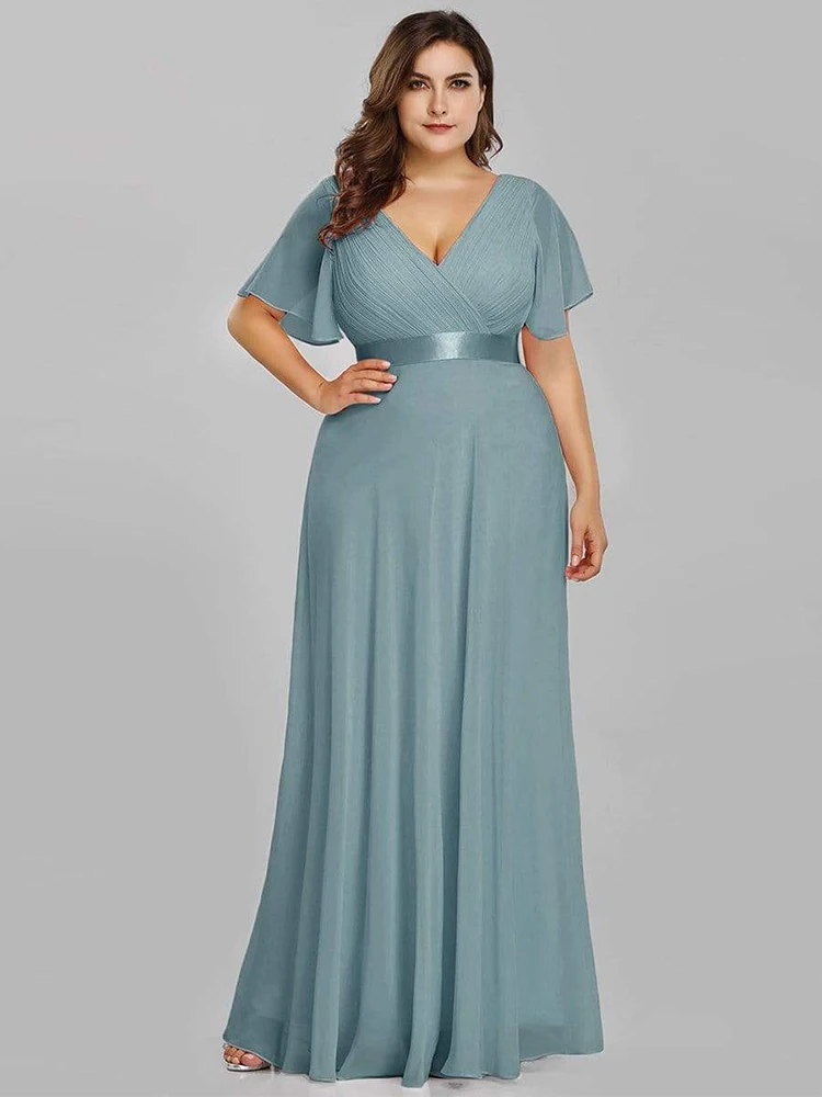 Women Plus Size Long Dresses 2023 New Summer Short Sleeve Formal Luxury Chic Elegant Turkish Wedding Evening Party Prom Clothing