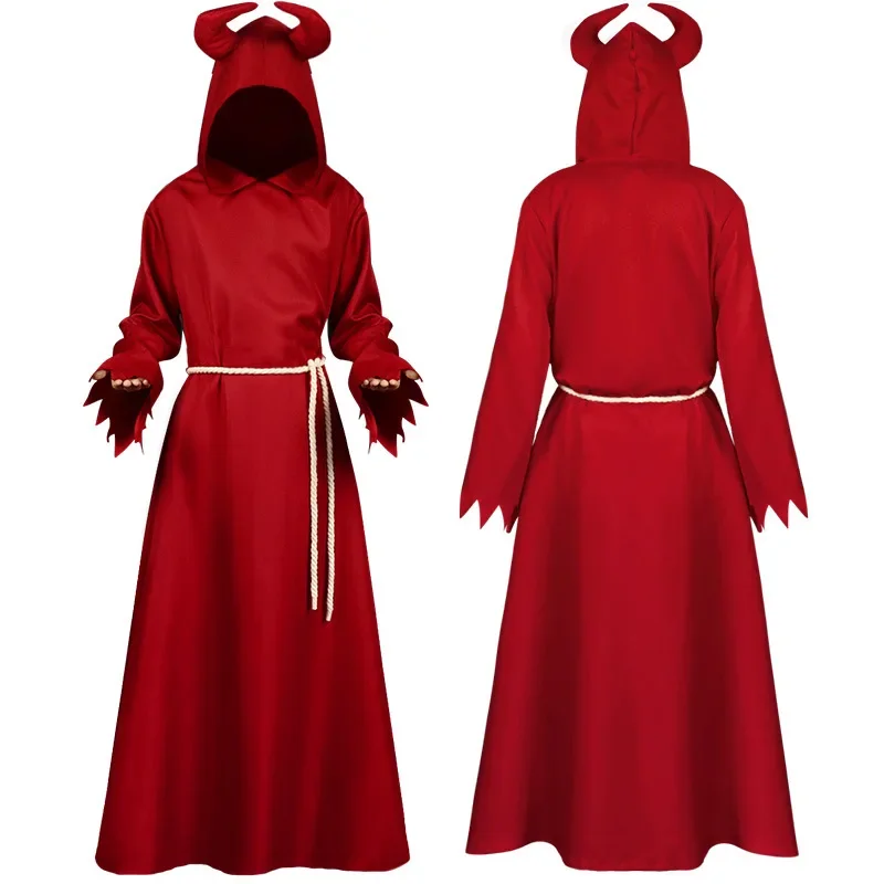 

Mens Red Devil Halloween Costume Male Devil Lord Costume Adult Satan Costume Parade Carnival Masquerade Men Fancy Dress Outfit