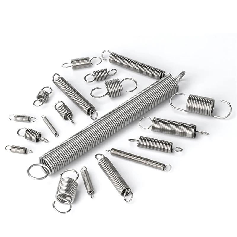 5pcs 1.0mm Stainless Steel Tension Spring with O hook extension spring free lengh 15-120mm