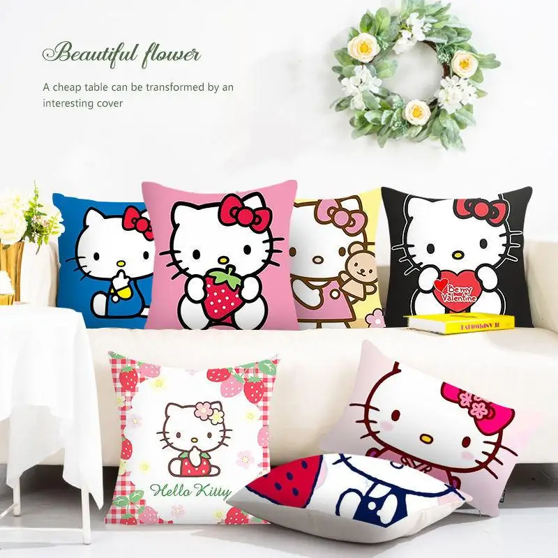 

Наволочка Hello Kitty для гостиной, Офисная Подушка, наволочка 45x45 см, подушки для студентов, Детская наволочка, подарок для девочек