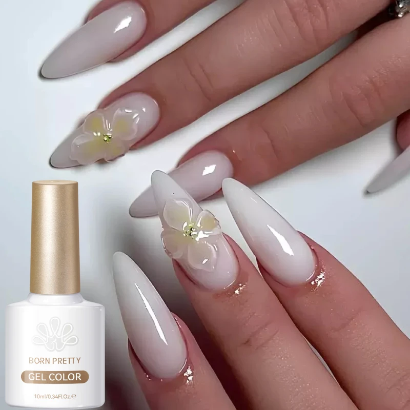 BORN PRETTY 10ml Milky Jelly White Gel Nail Polish Translucent Semi Permanent Soak Off UV LED Gel Varnish Manicure Nail Art 5