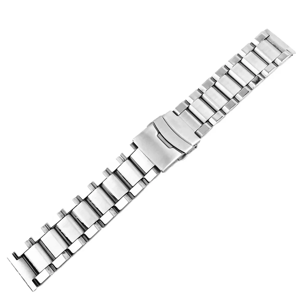 Stainless Steel Silver Watch Strap with Folding Buckle - Premium Wrist Bracelet Accessory