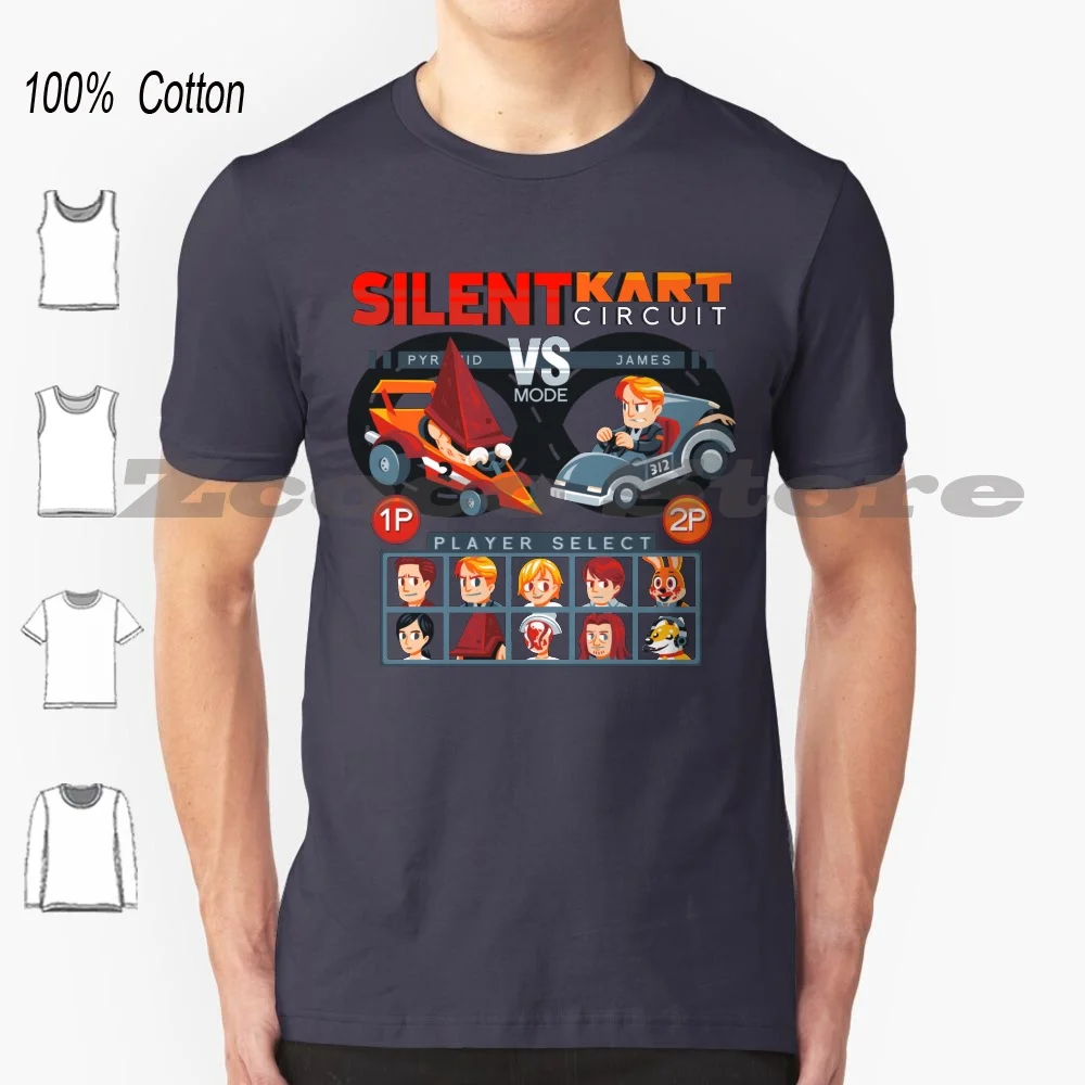 Silent Kart Circuit 100% Cotone Uomo E Donna Soft Fashion T-Shirt Silent Hill Silent Hill 2 Silent Hill 3 Silent Hill 4 Harry