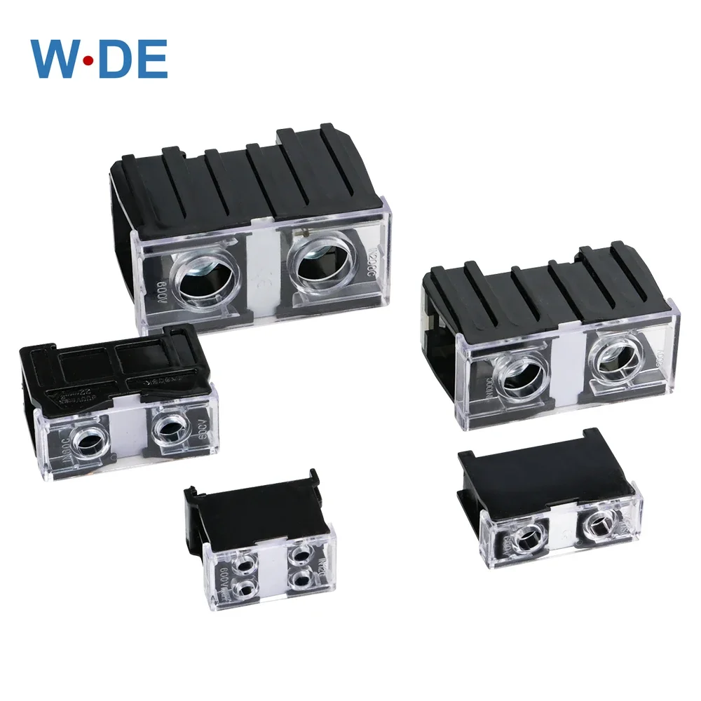 DIN Rail Terminal Block DIN Rail 1 Piece DIN Rail Terminal Block IN Type Junction Box 600V 20/30/50/60/90/130/240A Split High Current Brass Wire Connector