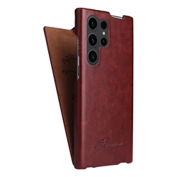 Luxury Retro Leather Flip Case - Leather Cover with Enhanced Protection and Timeless Elegance - Galaxy S24 (Brown)