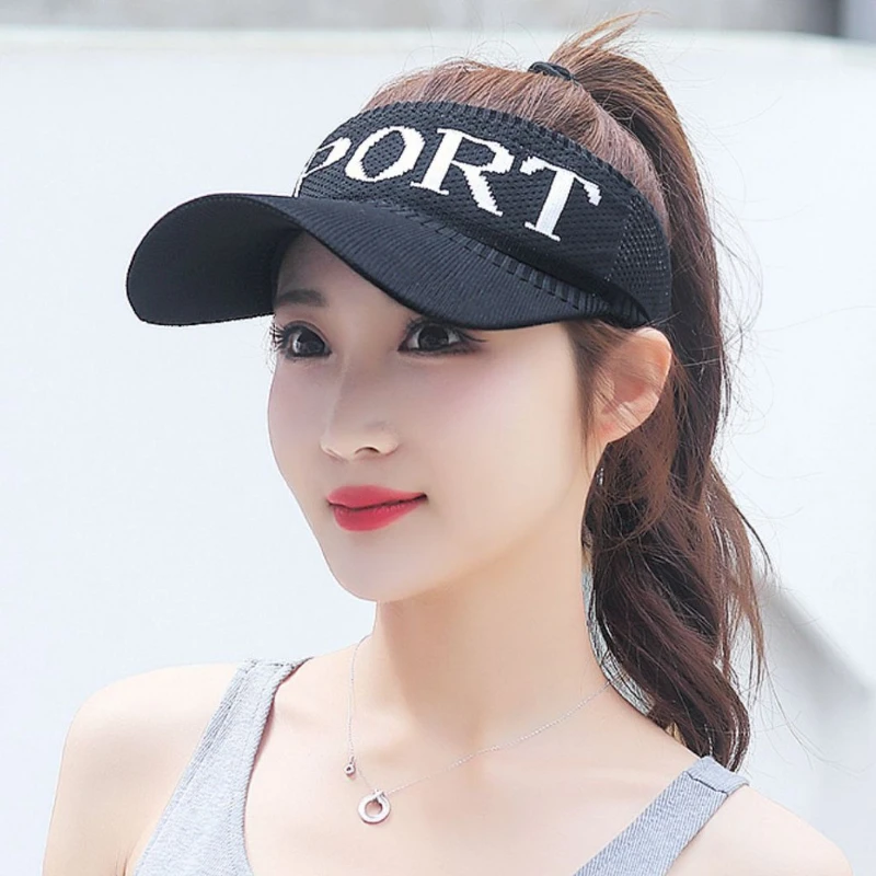 1Pcs Visor Cap Summer Sun Protection Ponytail Topless Baseball Cap Golf