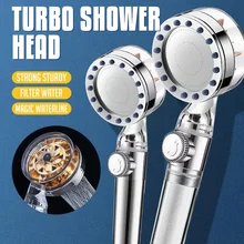 

360 Degrees Shower Head Water Saving Flow With Small Fan ABS Rain High Pressure spray Nozzle Bathroom Accessories Rotating