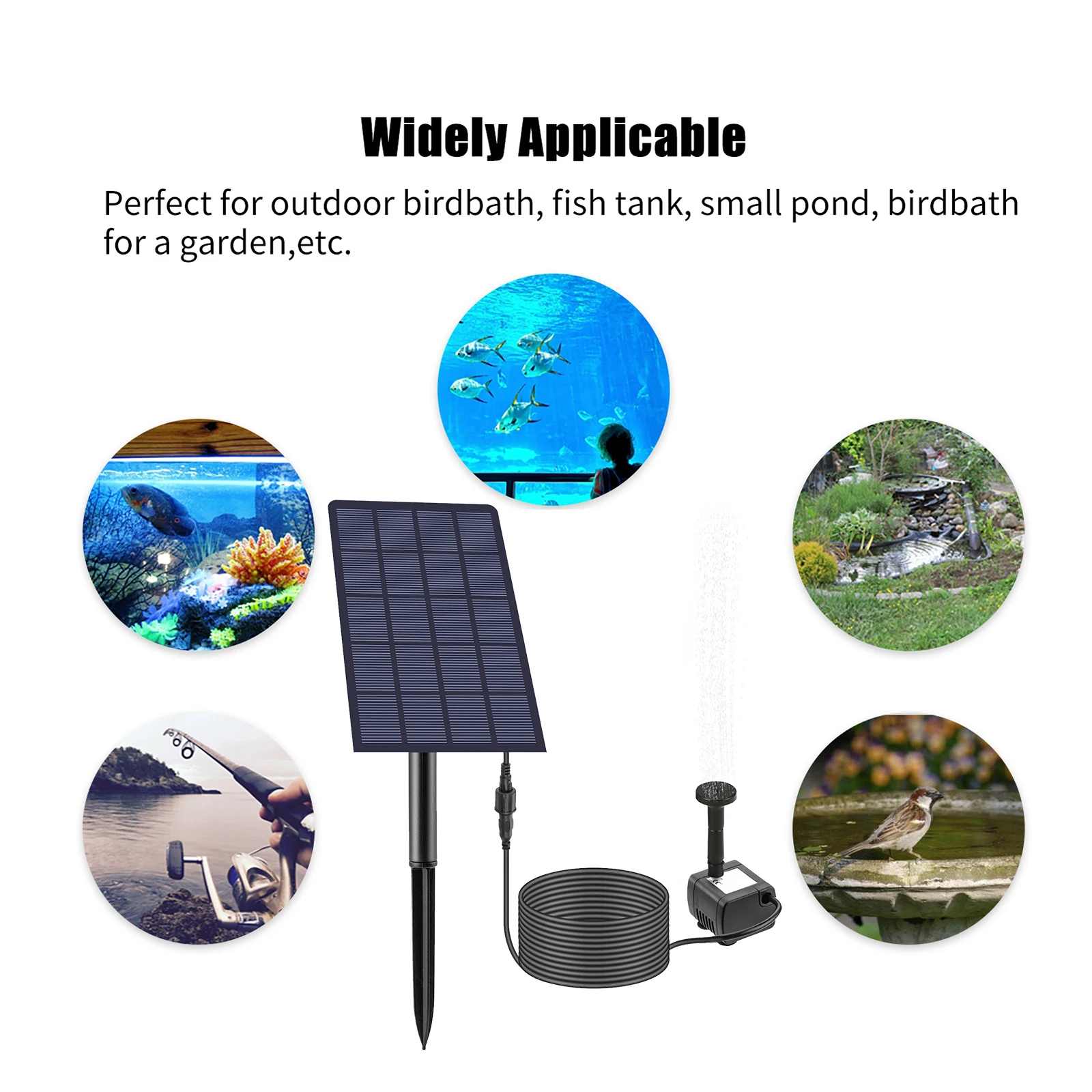 2.5W Solar Fountain Pump 4 Nozzles DIY Submersible Water Pump for Fish Tank Garden Pool Aquarium