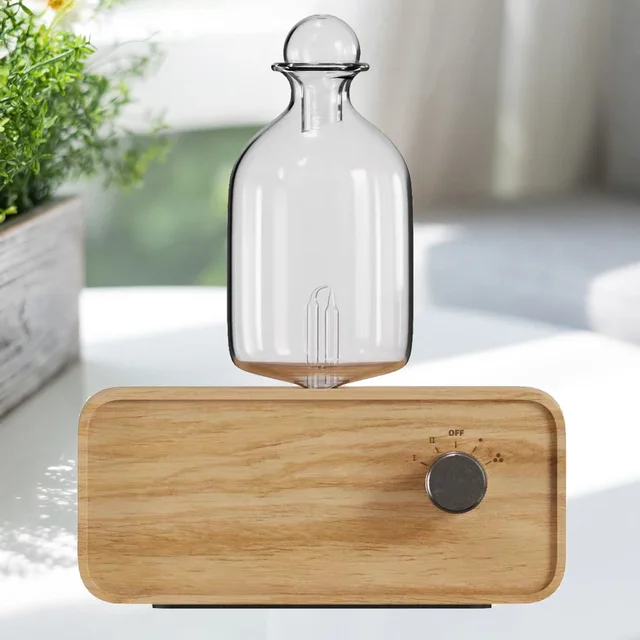 Glass Essential Oil Diffuser Wood Grain Base Air Aroma Diffuser 2600mAh Professional Machine Nebulizer For Home Office Room 1