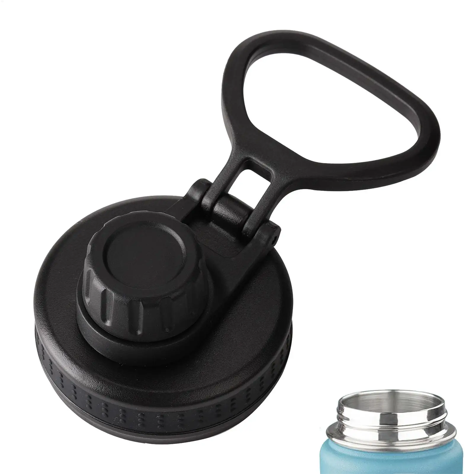 Water Bottle Lid Replacement Leakproof Wide Mouth Bottle Lids Bottle Accessories Hydration Cup Topper with Ring Handle Fit Most