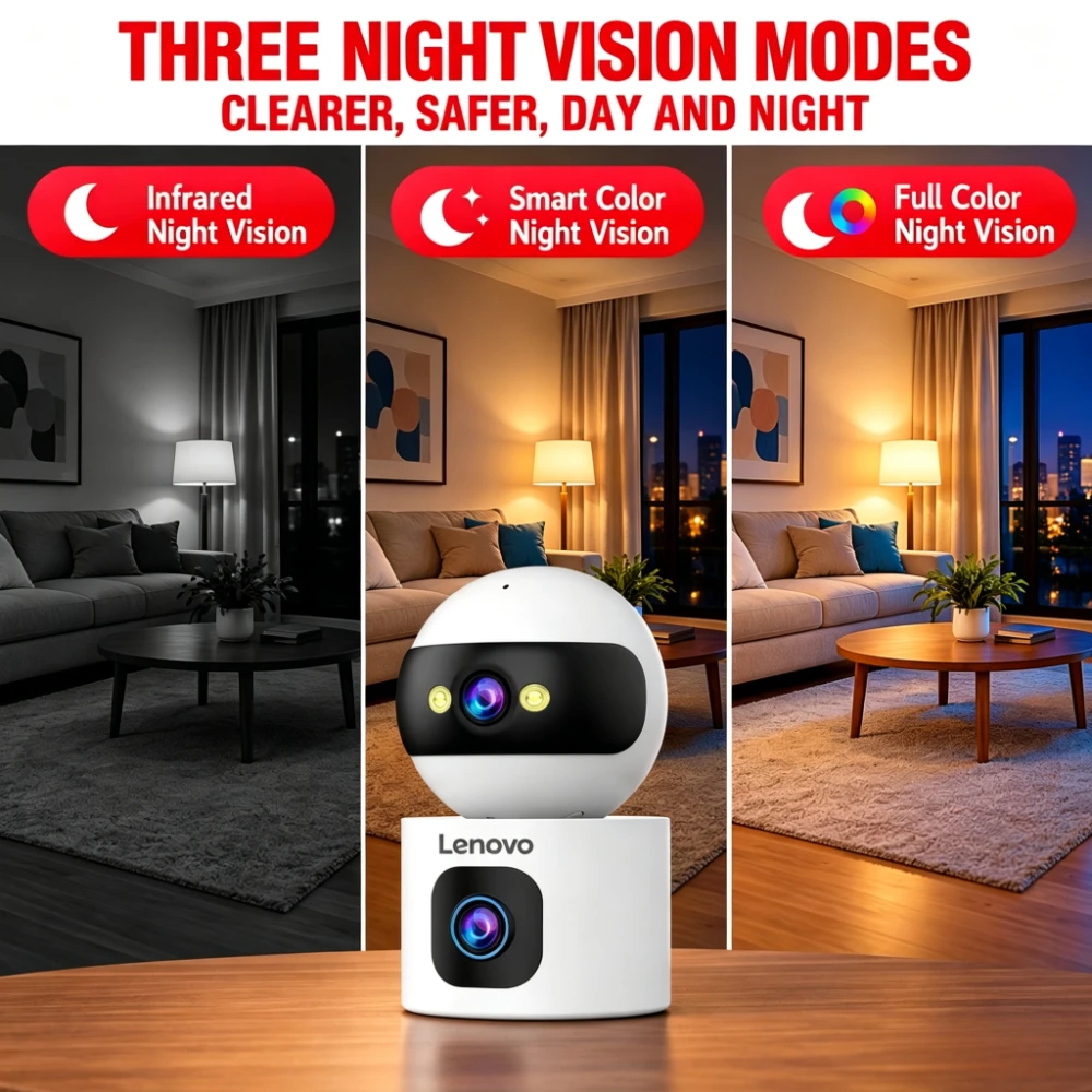 Lenovo 8MP 5G WiFi IP Camera Dual Lens With Adjustable Bracket Auto Tracking Indoor Wireless Surveillance Cameras Baby Monitor