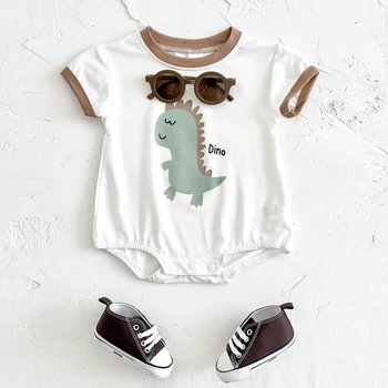 Summer New Baby Boy Clothes Romper Outfit Cartoon Cute Little Dinosaur Print Jumpsuit Romper Infant Clothing Baby Girl Bodysuit