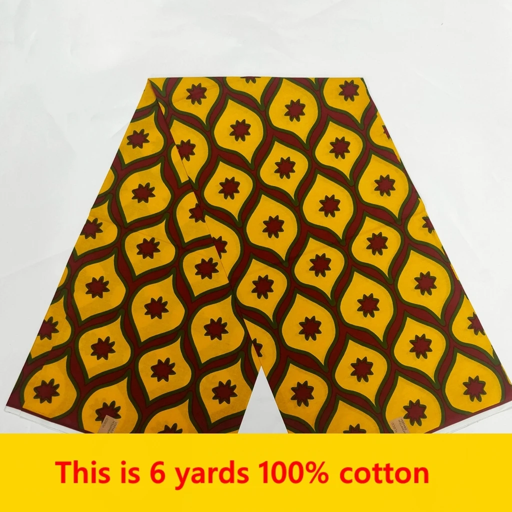 

2024 горячая Распродажа 100% хлопок, настоящая искусственная ткань, ткань Анкары, 6 ярдов, мягкая ткань из Ганы, 6 ярдов