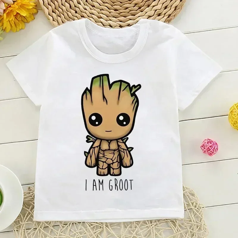 Children Tshirt Kid I Am Groot Bady Anime Groot Movie Tops Cute T Shirt Harajuku Graphic Boys Girls Tee Baby Cotton Short Sleeve 3