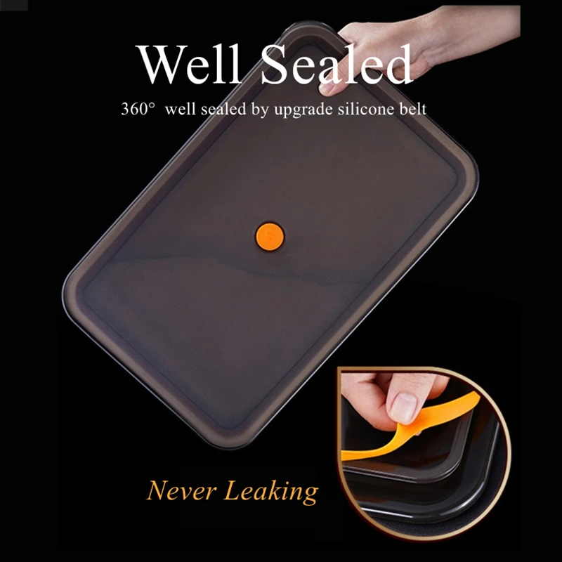 LFGB Certificated 304 Stainless Steel Preservation Tray Air Out Slight Vaccum Fresh Keep Food Box Well Sealed 2600ml Case