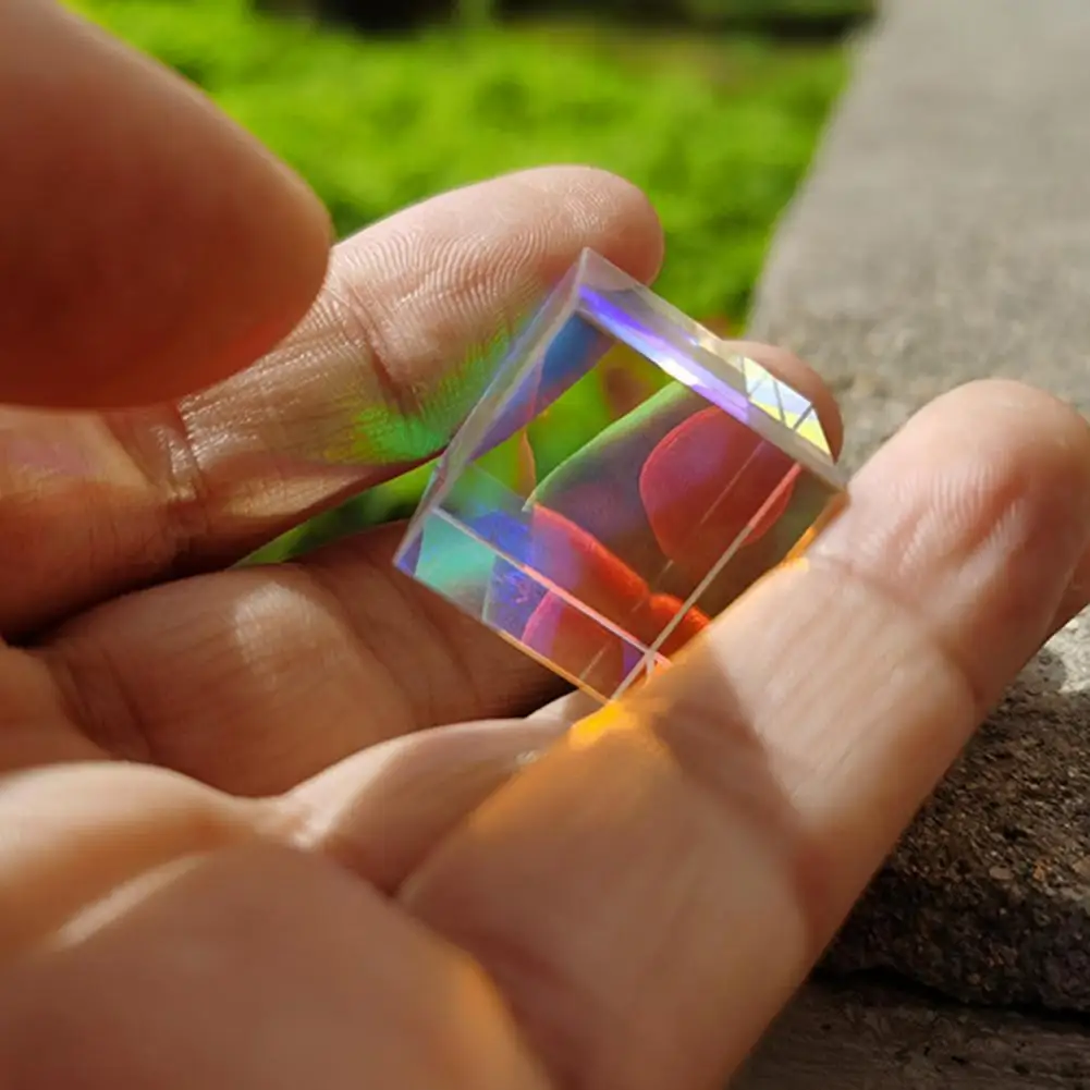 Physics Optical Glass X-cube Dichroic Cube Prism RGB Combiner Splitter Educational Gift Class Physics Educational Toy