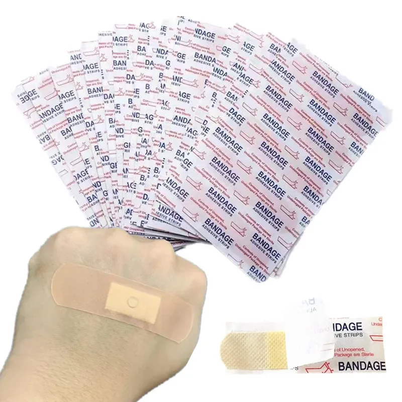 

100pcs/set PE Breathable Band Aid Waterproof Plasters Strips for First Aid Wound Dressing Tape Patch Skin Adhesive Bandages