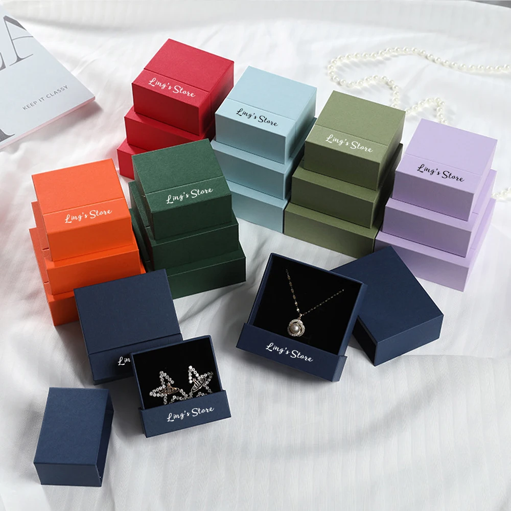 10 Stück Luxus personalisierte Logo Schmuck Schublade Box Ring Ohrringe Ohrstecker Halskette Anhänger Organizer Chic Pull-out Fall für Boutique – Detail 7