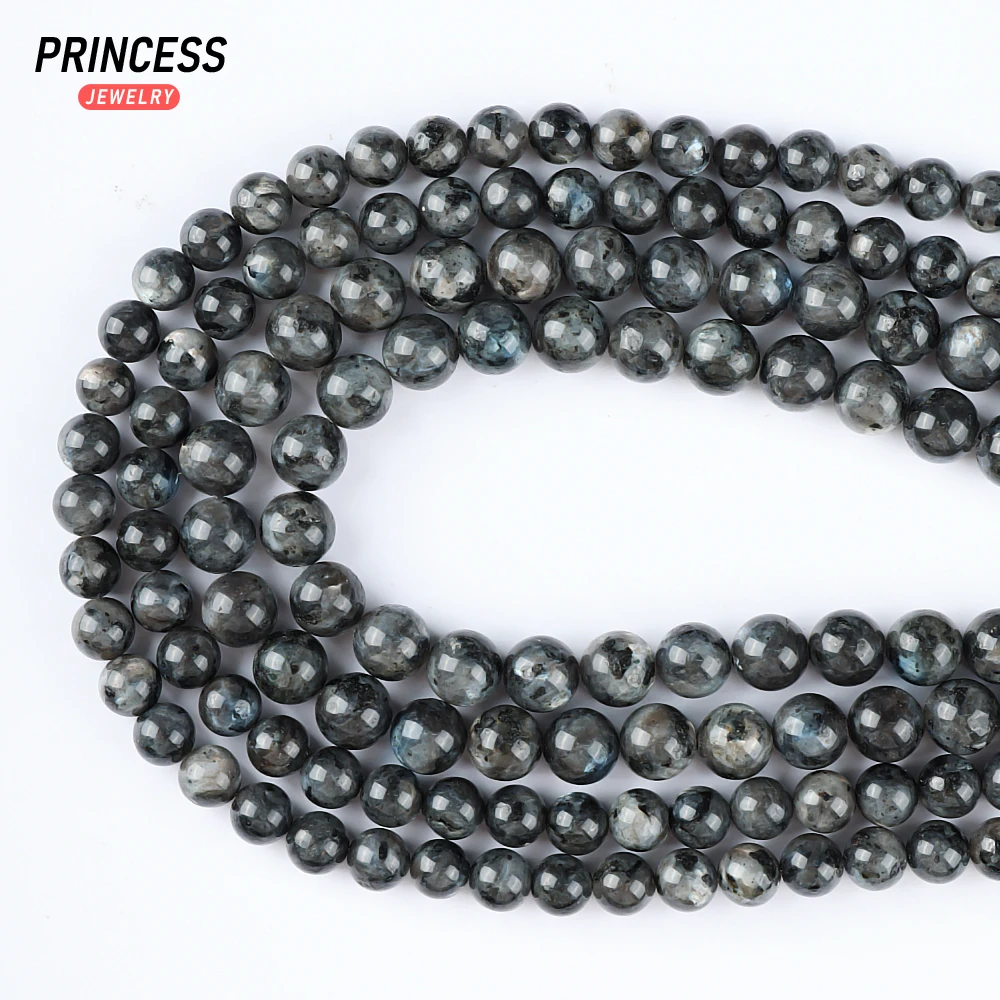 A+ Natural Madagascar Black Labradorite Larvikite Stone Loose Beads for Jewelry Making Charms Bracelet Necklace DIY Accessories 6