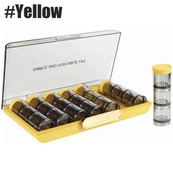 Deluxe 21 - Compartment Weekly Pill Organizer with Daily Dosing Sections for Vitamins & Supplements (Yellow - 1PCS)