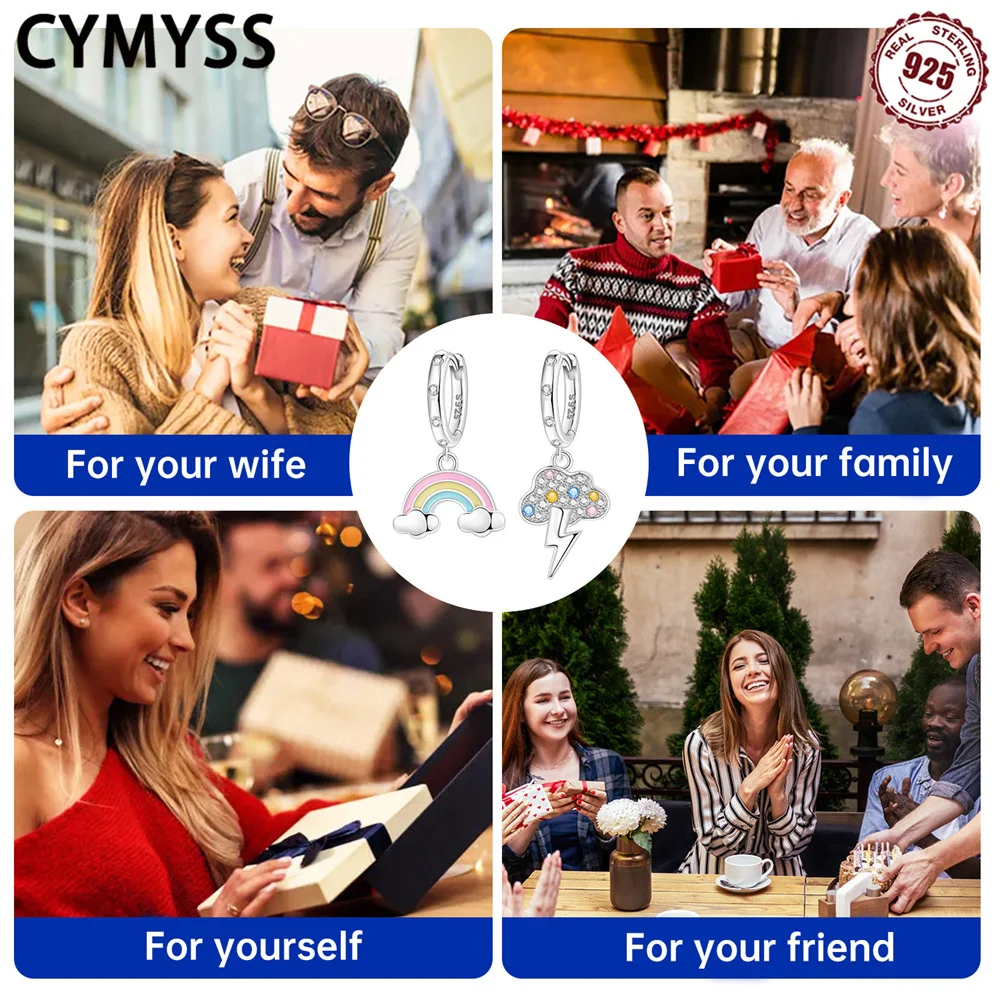 CYMYSS 2025 Neue 925 Sterling Silber Regenbogen, Wolke Ohrringe Boutique Geburtstag Party Geschenk Trend Zirkonia Schmuck Frauen Ohrringe – Detail 6