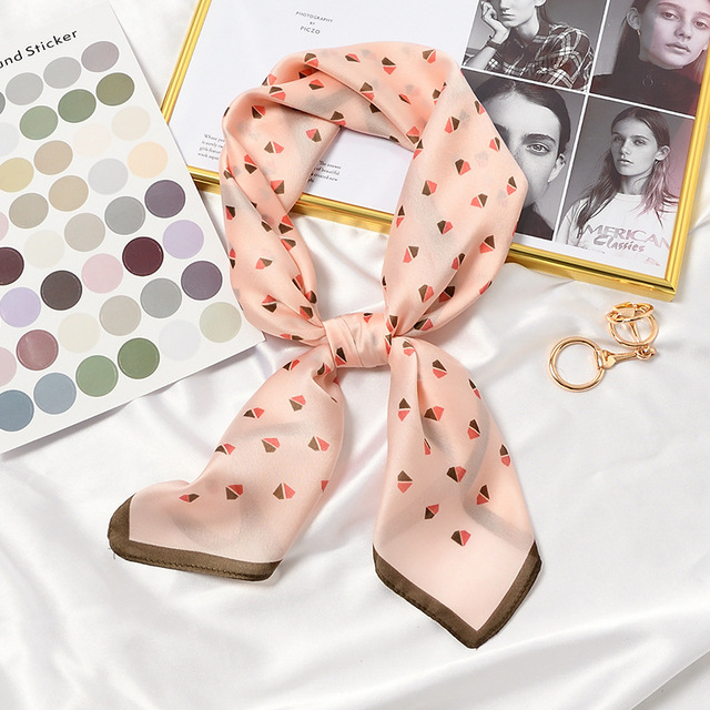 70x70cm Women Multifunction Polyester Silk Scarf Elegant Stripes Printed Casual Satin Small Square Wraps Scarves Shawl Girls