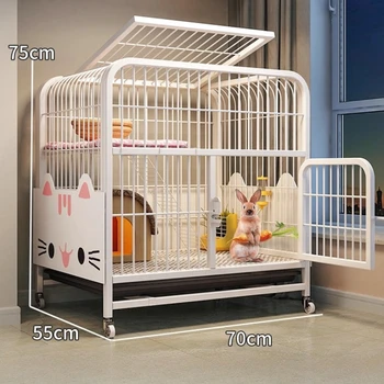 Grande gabbia per conigli da interno con vassoio per la pulizia Gabbia per conigli a doppio strato con rampa Casa per conigli per animali domestici Uso domestico Habitat per piccoli animali