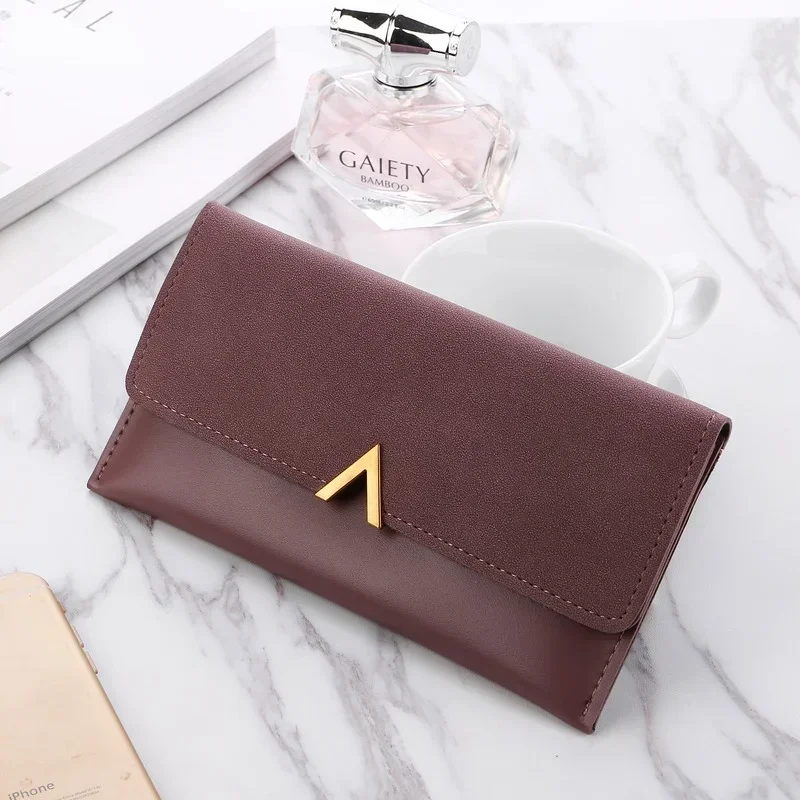 2024 Leather Women Wallets Hasp Lady Moneybags Zipper Coin Purse Woman Envelope Wallet Money Cards ID Holder Bags Purses Pocket - 3