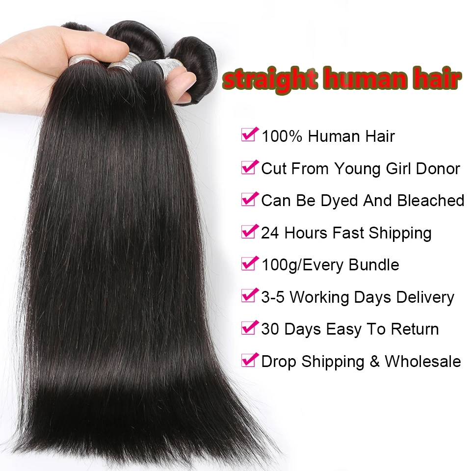 Bone Straight Human Hair Bundles 32 34 36 38 40Inch 1/3/4 Pcs Deals Sale For Women Brazilian Natural Color Remy Hair Extention