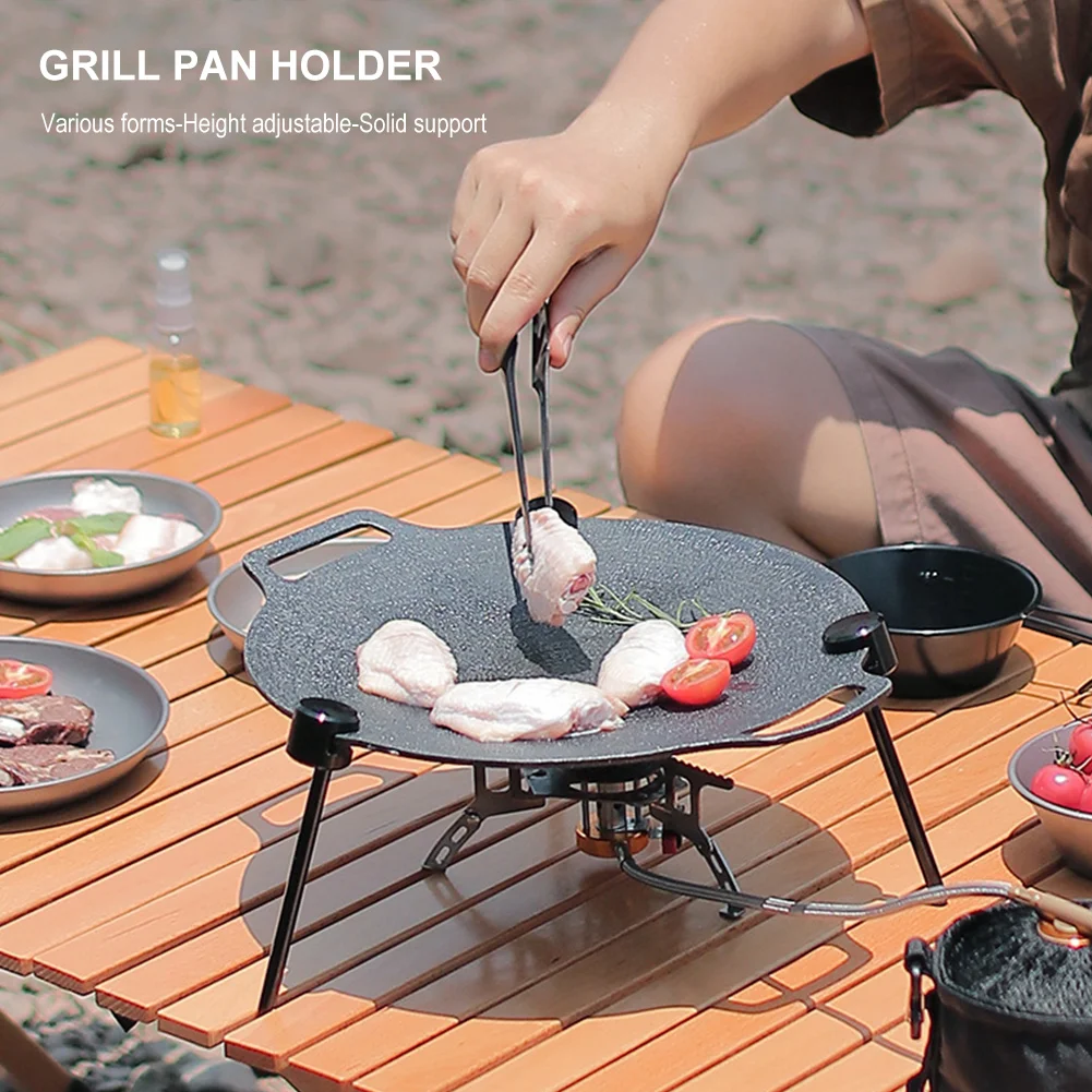 Grill Pan Korean Round Non-Stick Barbecue Plate Outdoor Travel Camping Frying Pan Home Griddle Barbecue Accessories