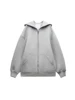 TRAF Women's Fashion Warm Hooded Jacket Fall and Winter Gray Long Sleeve Pocket Zipper Jacket Commuter Casual Women Jacket 2