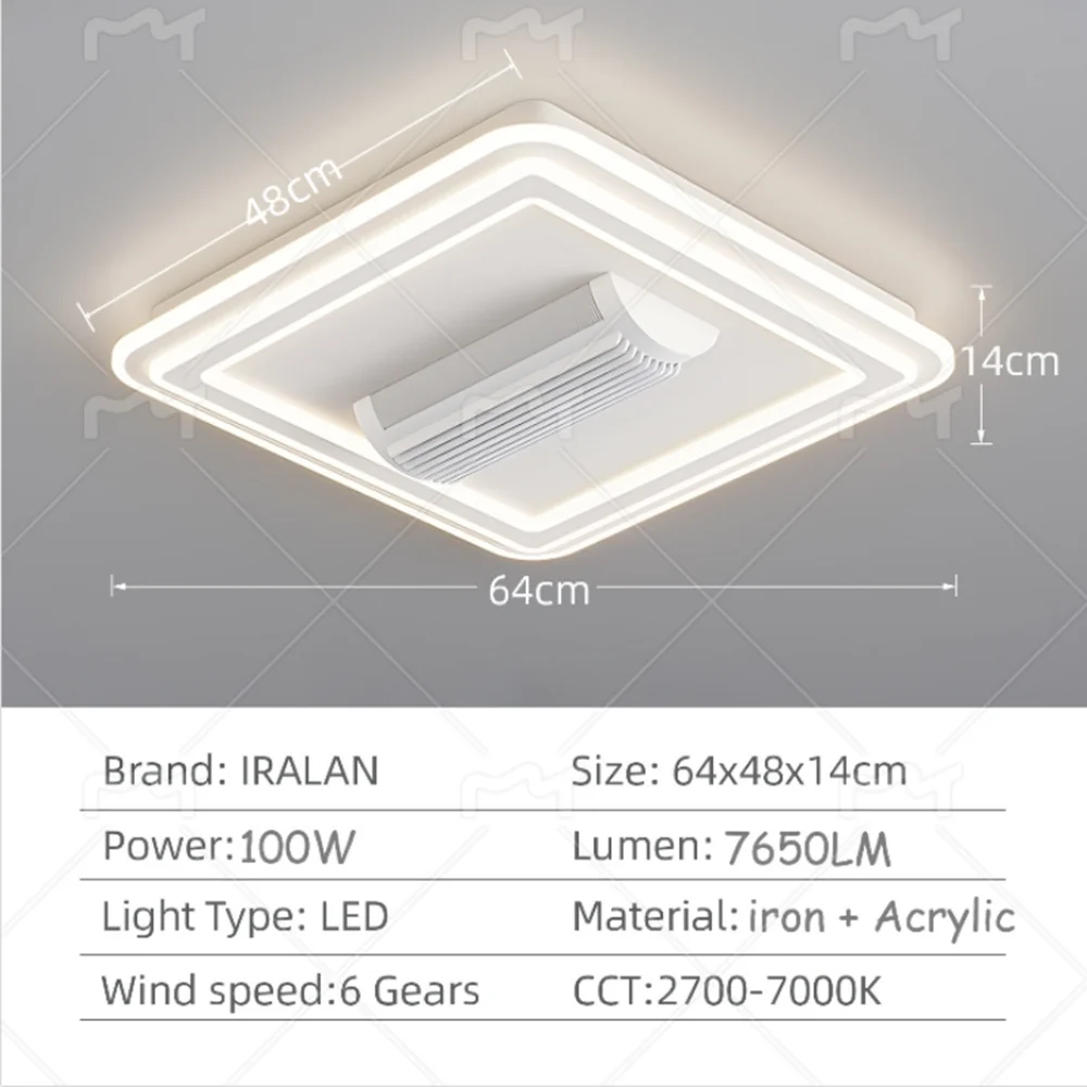 Ceiling Fan with Light and Remote Control 3000K-6500K Dimmable Bladeless LED Fan Light White Ceiling for Bedroom