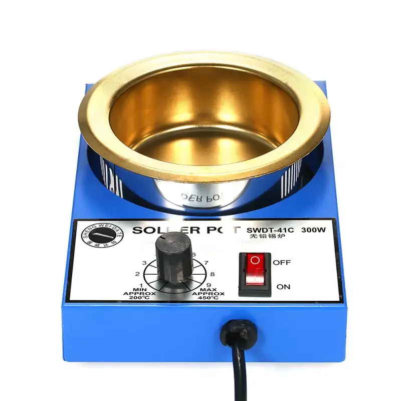 

100/150/250/300W Solder Pot Tin Melting Furnace Thermoregulation Soldering Desoldering Bath 200~450 Centigrade+Universal Adapter