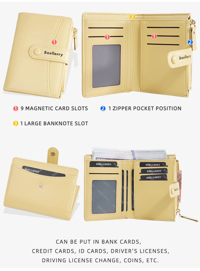 Neue Einfache Kurze Frauen Brieftasche Luxus Marke Karte Halter Weibliche Geldbörsen Zipper Karte Taschen Foto Halter Weiche Brieftaschen Für Mädchen – Detail 6