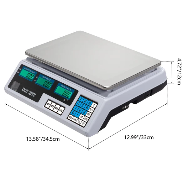  美规 ACS-30 40kg/5g kg/lb可切换 计价秤 白色-12