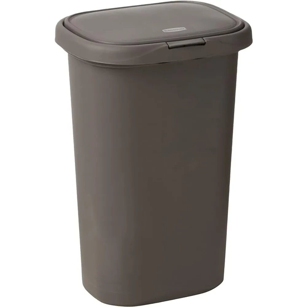 

Rubbermaid Spring Top Kitchen Bathroom Trash Can with Lid, 13 Gallon Gray Plastic Garbage Bin, 49.2-liter