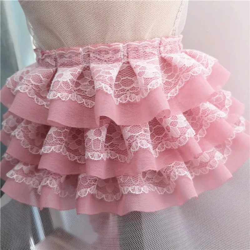 트렌드 많은 색상 3 레이어 쉬폰 메쉬 얇은 명주 그물 레이스 트림 패브릭 DIY 인형 스커트 커프스 커튼 가장자리 봉제 액세서리 소재