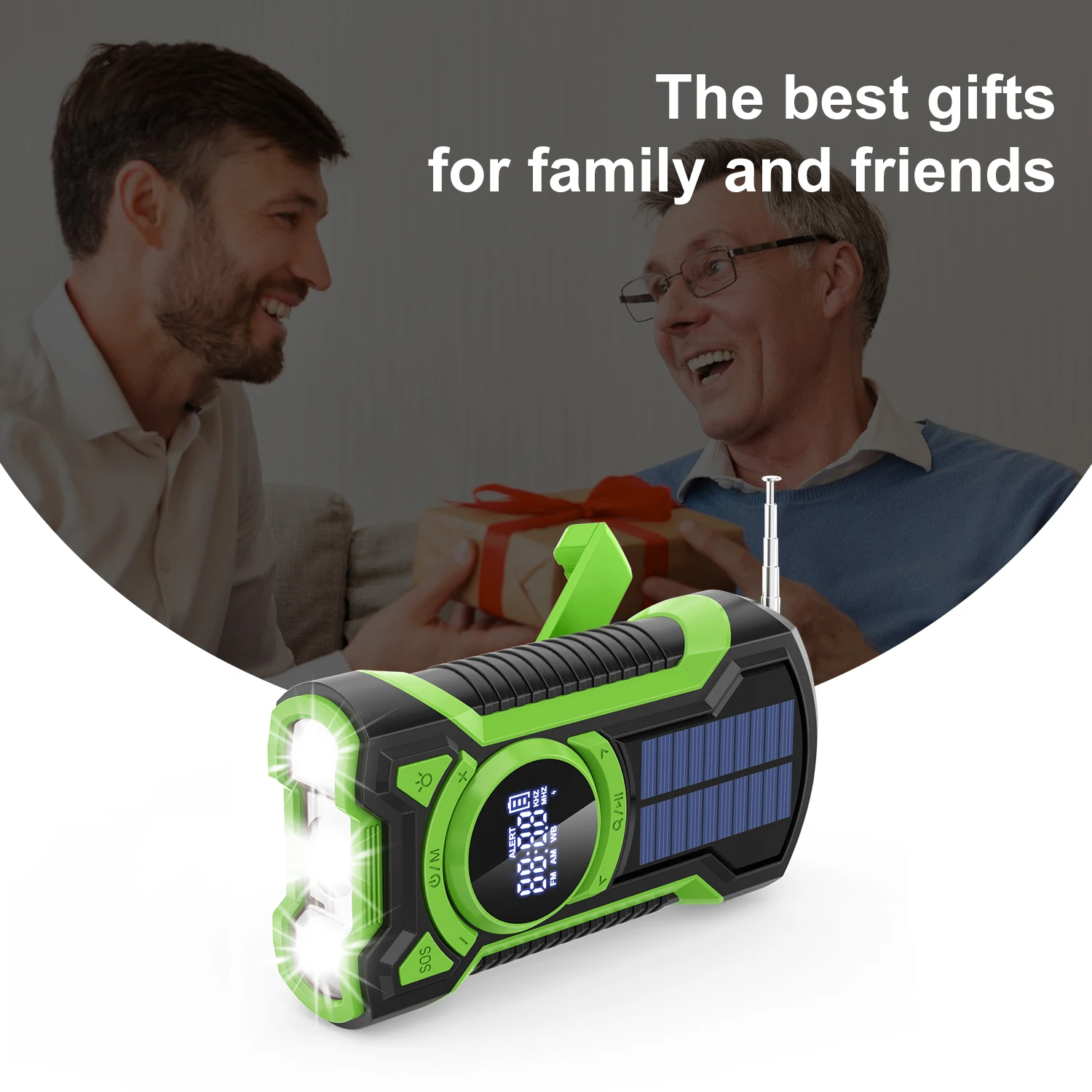 Notfallradio, Handkurbel, Solar, 5000 mAh, IP65, wasserdicht, staubdicht, Bluetooth 5.3, tragbares AM/FM/NOAA-Wetteralarmradio – Detail 9