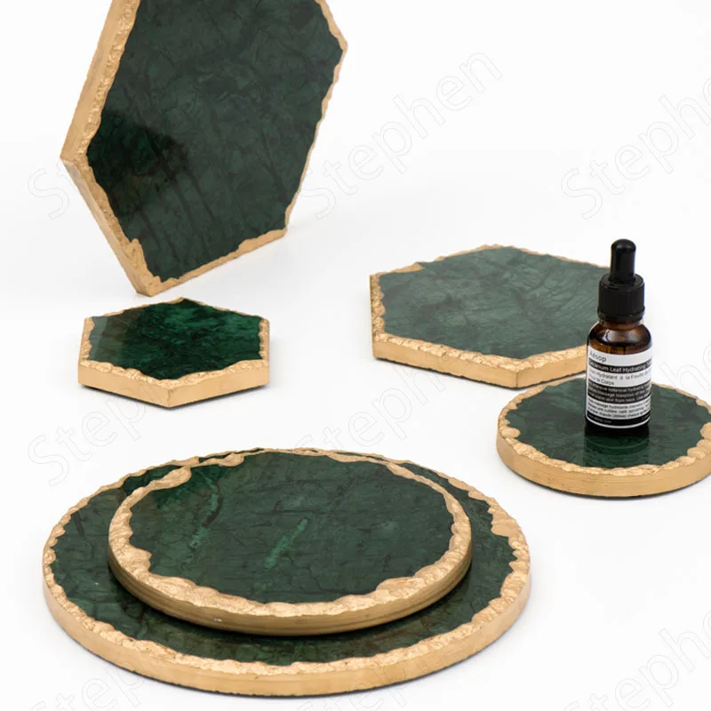 Natural Marble Trays Decorative Nordic Gold Stroke Candlestick Modern Jewelry Cosmetic Storage Tray Wedding Decoration Ornament 5