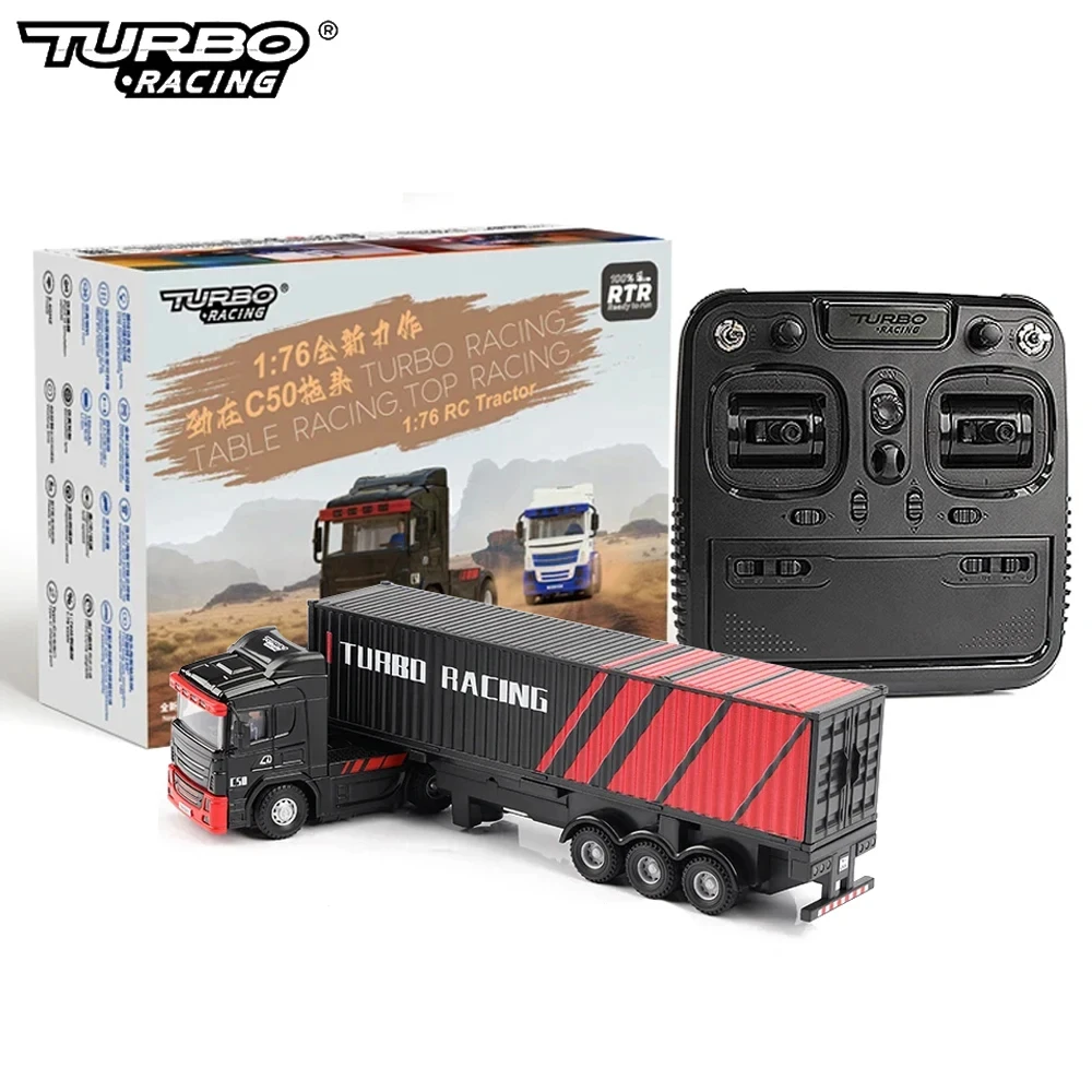 

Newest Turbo Racing C50 1:76 Full Proportional 4WD RC Semi-truck Tractor Trailer & P81 2.4Ghz 10Ch Control For New Year's Gift