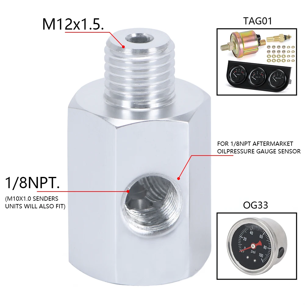 Automotive Gauge For BMW 3 Series E30 E36 3 Port Oil Pressure Temperature Gauge Adaptor T Piece WLR-OGA01