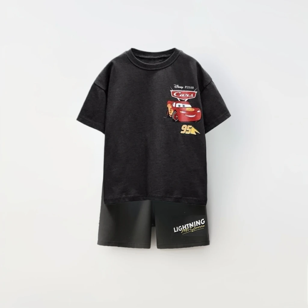 Children's Lightweight Short Sleeved Shorts Set For Boys And Girls Summer Disney Mcqueen Car Printed Children's Clothing Set 4