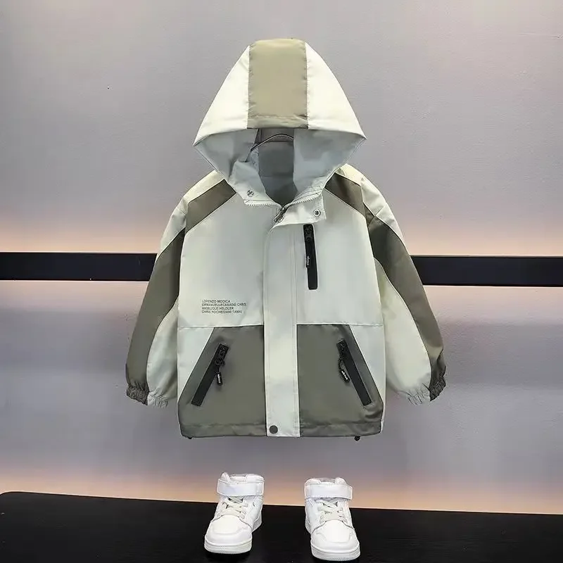Boy's Coat Spring And Autumn Clothing Children Medium And Large Children Casual Fashion PlanktonTrend Storm Jacket Loose Version