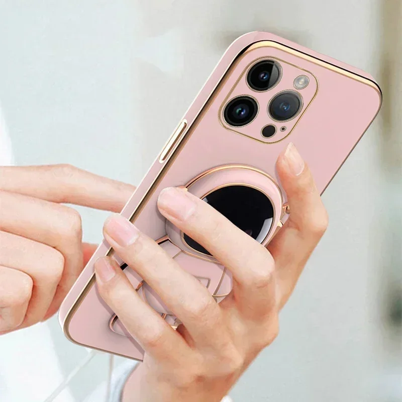Custodia per placcatura con supporto per staffa astronauta per iPhone 15 15ProMax 15Plus 13 12 11 Pro Max X XR 12Pro 13Pro 14 7 8 Plus Cover_voghion.com