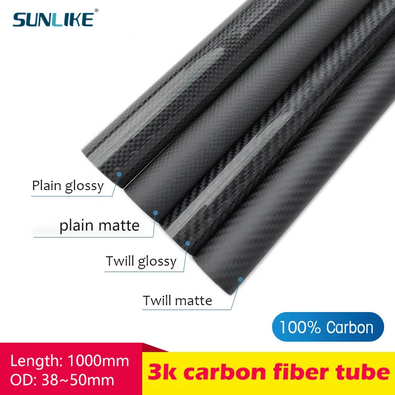 

1PCS Length 1000mm High-Strength Carbon Fiber Tube Diameter 38mm 40mm 50mm Used For RC Model Aircraft Drone Accessories