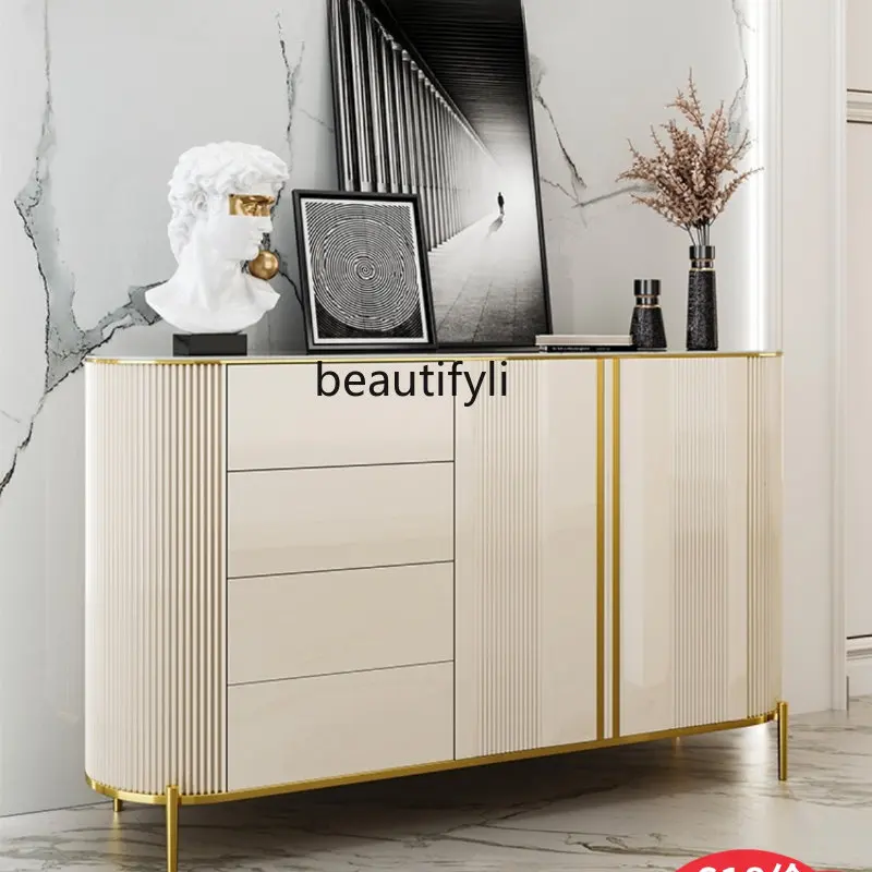 

Italian Stone Plate Paint Sideboard Cabinet Simple Modern Nordic Entry Lux Style Storage Entrance Cabinet