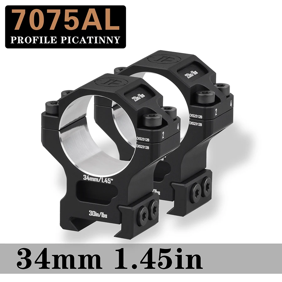 Rifle Scope Mount Ring 7075 Series Aluminum 34mm Medium Profile for Picatinny Rail