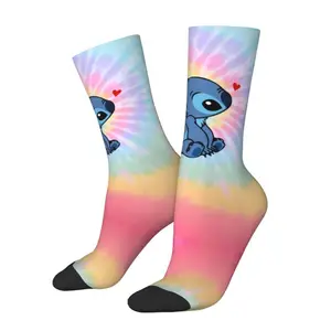 Novelty Men's Stitch Dress Socks Unisex Breathbale Warm 3D Printing Crew Socks